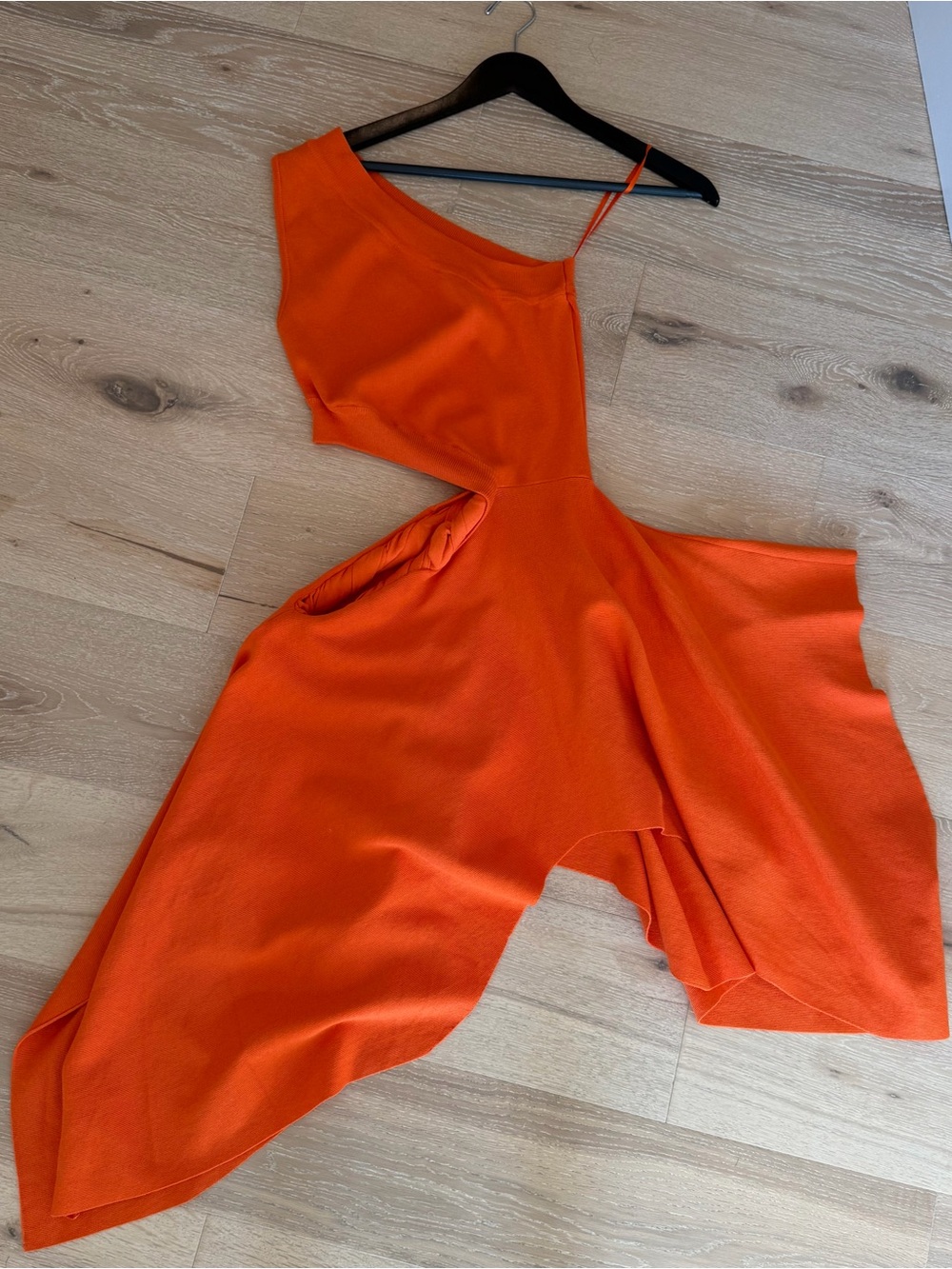 Hanifa Asymmetric One-Shoulder Orange Dress